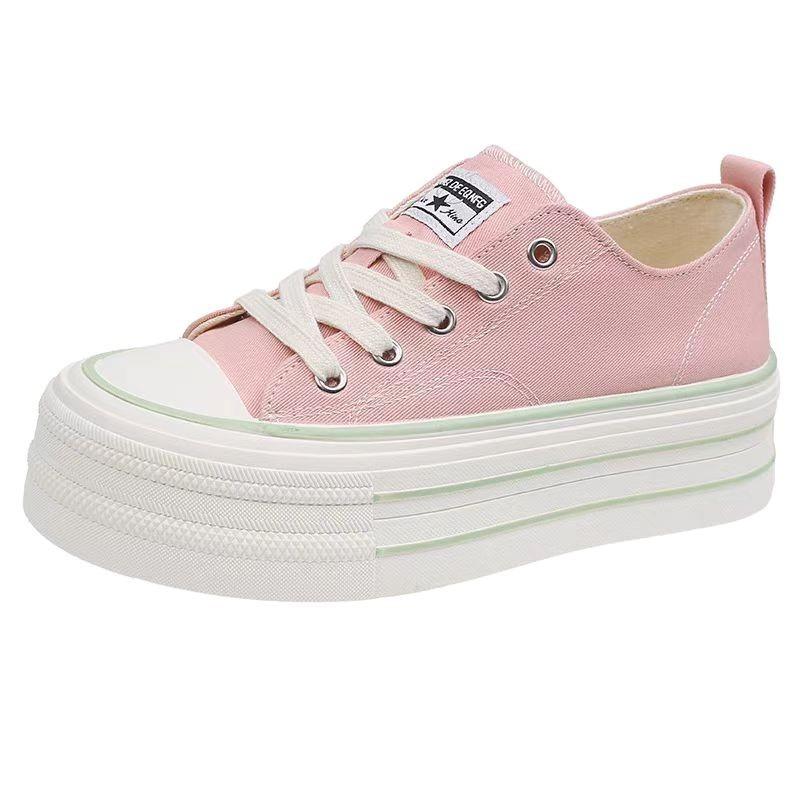 Plateau-Canvas-Schuhe Damen Frühling neu vielseitig lässig Sport Board Schuhe kleine Höhenerhöhung weiße Schuhe