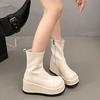 Fashion Women's Platform Ankle Boots Round Head Female Autumn Gothic High Heels Women's Short Boots Wedges Side Zipper Botines De Mujer