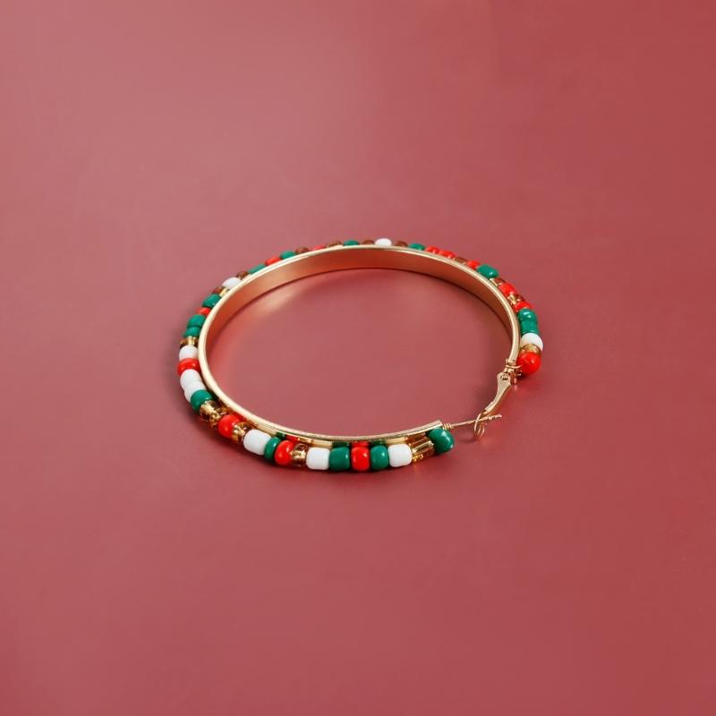 Festive Multicolor Beaded Earrings Alloy Lightweight Design Perfect For Christmas Celebrations