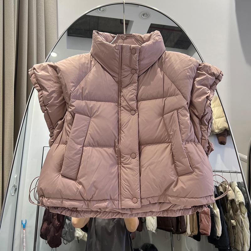Autumn and winter new down vest women's bud cuff thermal vest vest white duck down jacket