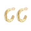 Gold Plated C-shaped Earrings for Women: Diamond & Pearl Inlaid, Fashionable & Versatile, Light Luxury with High-end Appeal.