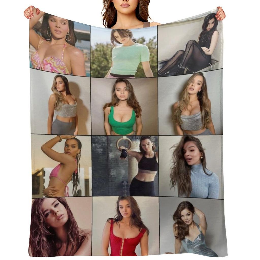 Hailee Steinfeld Photo Collage Throw Blanket Flannel sofa bed Fashion Sofas For Decorative Sofa Blankets
