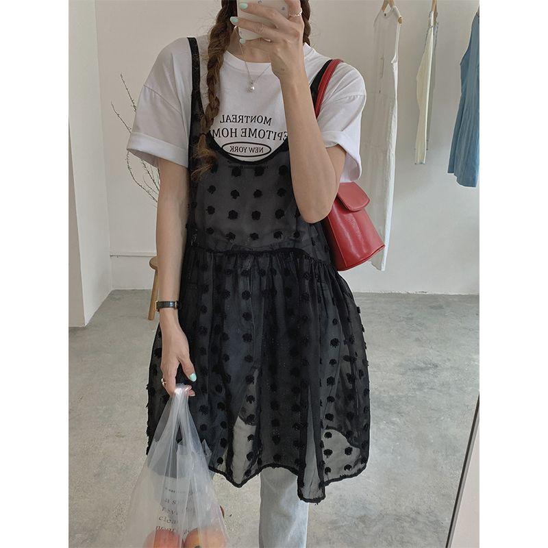 

Oni Mesh Temperament Camisole Vest Dress Blouse Black All yards