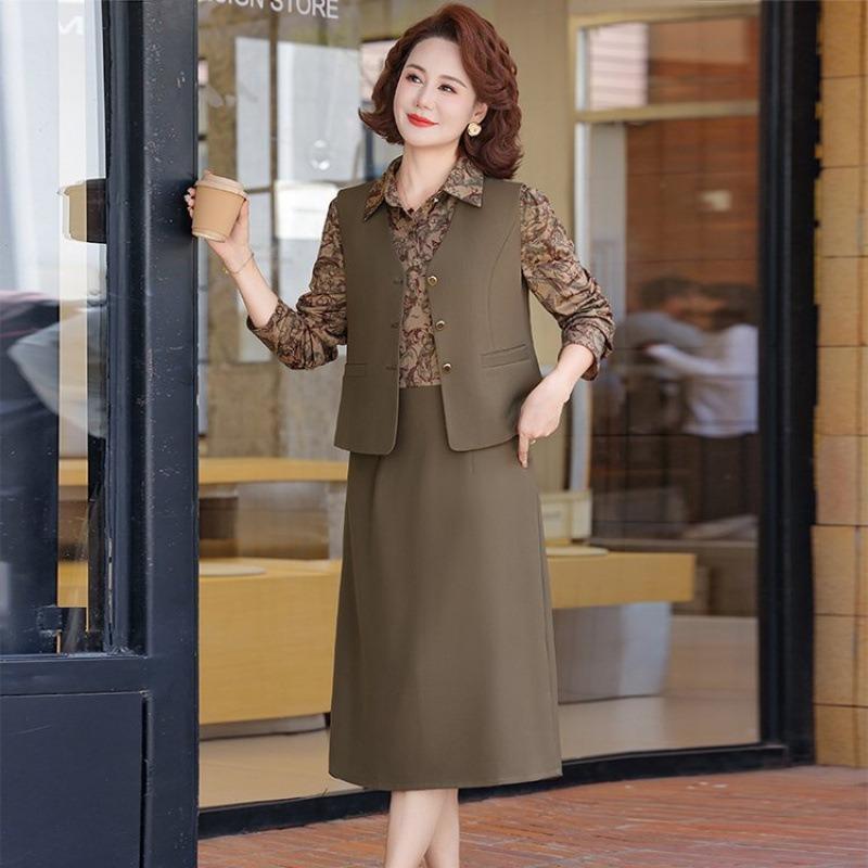 

Women s season vest dress early autumn light luxury suit skirt children 5XL [Recommended 150-80 kg] оливковое зеленый