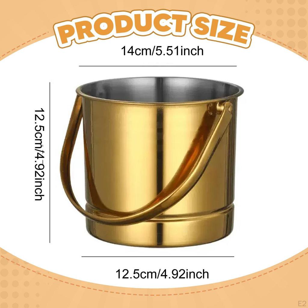 1.5L Ice Bucket Beer Holder Portable Handle Stainless Steel Drink Tub for Cocktails Home Bar