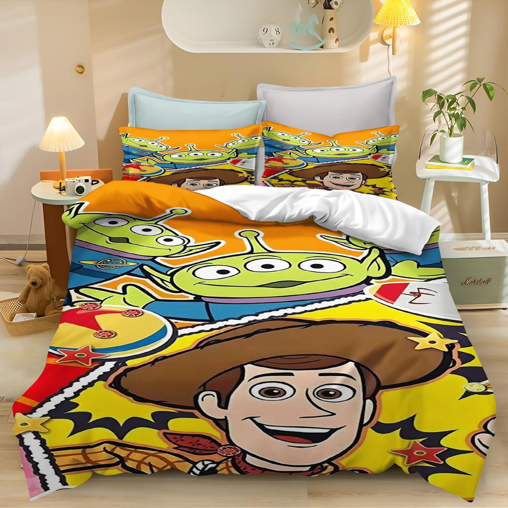 Toy Story Cartoon Quilt Cover Bedding Set For Boys, Polyester, Cute Printed, Skin Friendly, Breathable, Home Textiles, Anime