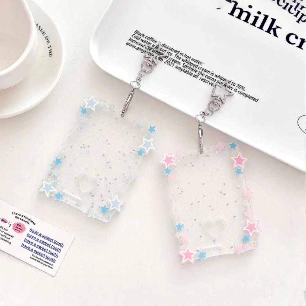 3 Inch Transparent Clear Acrylic Kpop Photocards Holder Photos Cards Star Holder Bags Pendant Star Chaser Card School Stationery