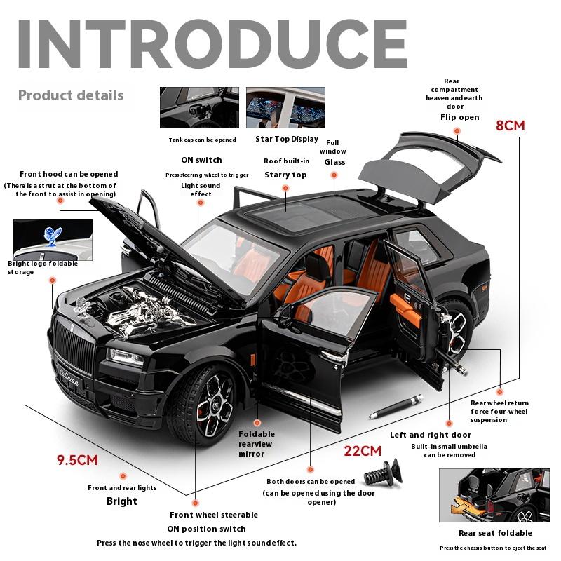 1/20 Rolls Royce Cullinan Luxury Off Road SUV Alloy Metal Diecast Model Car Collection Hobby Decoration Holiday Gifts Boyfriend