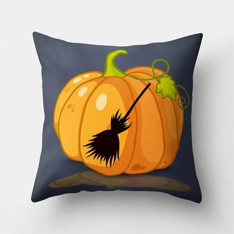 Halloween Witch Ghost Pumpkin Printing Catable Is Suitable for Family Living Room Sofa Room Decoration Pillow Sleeve