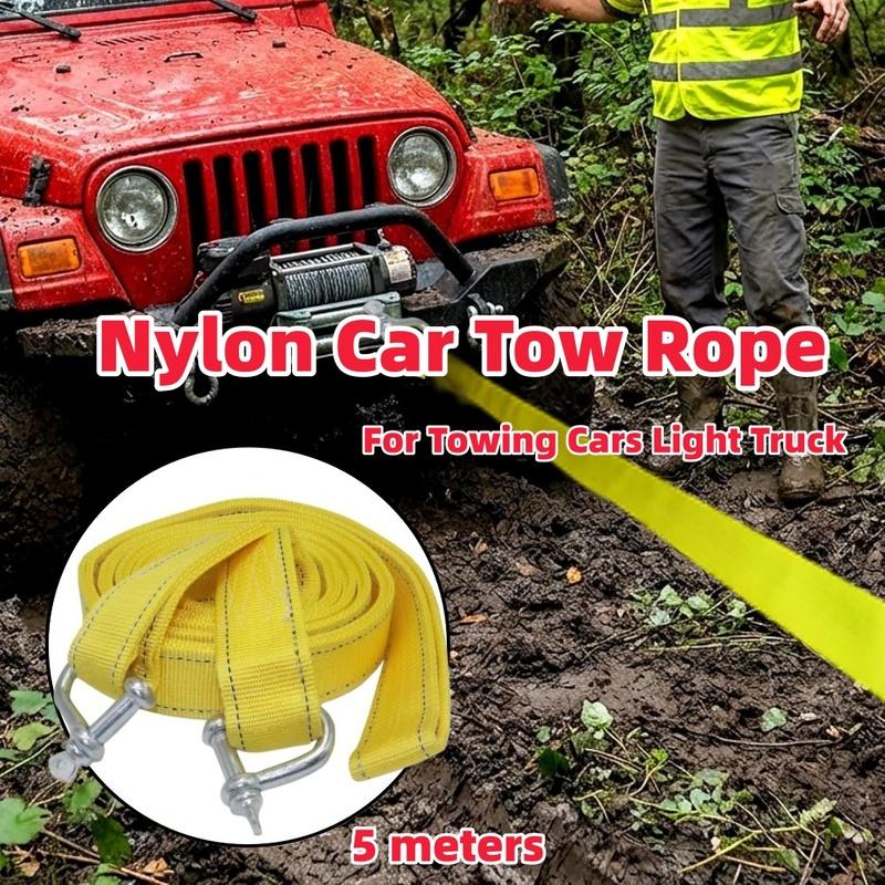 5m Tow Rope Strap With Hook Bar Off Road Car Wash Maintenance Loop Hook Car Trailer Towbar Machine Shackle Cargo Tie-Down Belt