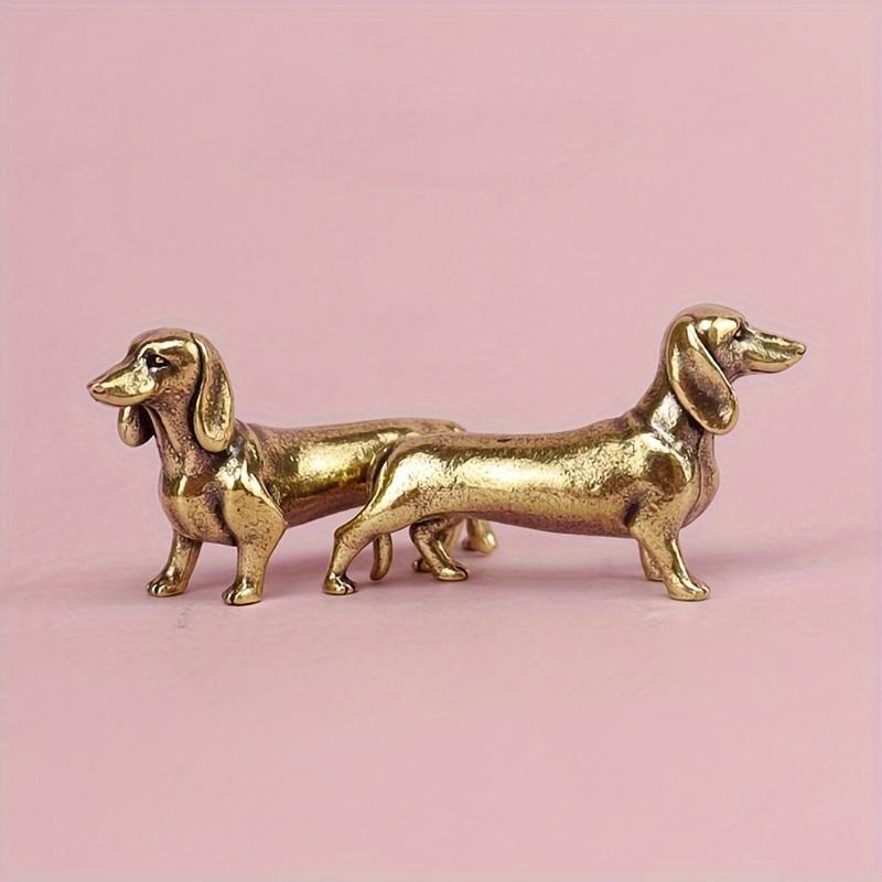 1 Piece of Small Retro Corgi Dog Sculpture, Manual Wax Loss Craft Dachshund, Desk Decoration, Pet Lovers - Classical Style Home
