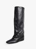 "Niche Pleated Square Head Wide Tube Long Boots Women's Versatile and Thin Sleeve Knight Boots High Fashion Boots