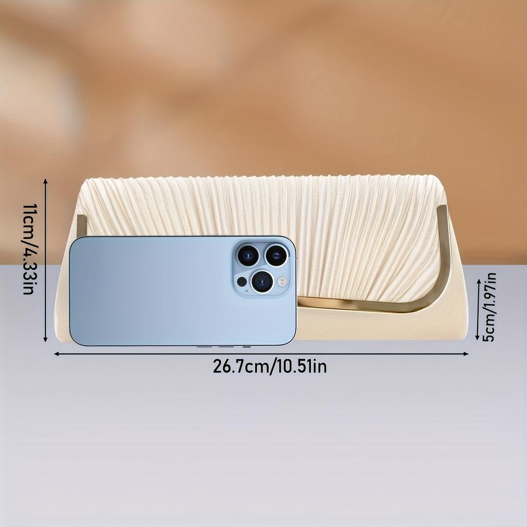 Plissierte Abend-Clutch für Damen Modische Luxus-Polyester-Umhängetasche mit abnehmbarem Riemen Bankette Geburtstage Hochzeiten Schickes Geschenk für die Liebste