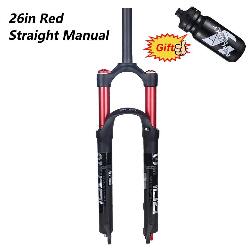 BOLANY MTB Bike Fork Dual Air damping Mtb suspension Straight Tube 26 27.5 29 inch Magnesium Alloy Quick Release 100mm 26 SM-R