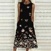Plus Size Women Sleeveless Round Neck Dress Fresh Tiny Ditsy Floral Flowy Mid Length Gown