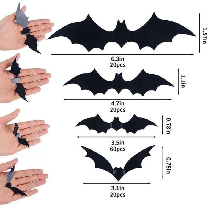 Autocollants de décoration d'Halloween - AIMOONSA - 120 pièces - 3D - Imperméable - PVC - 4 tailles