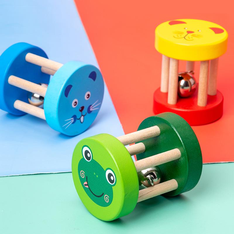 Baby Cartoon Wooden Rattle Toy - Toddler Educational Musical Instrument for Early Learning