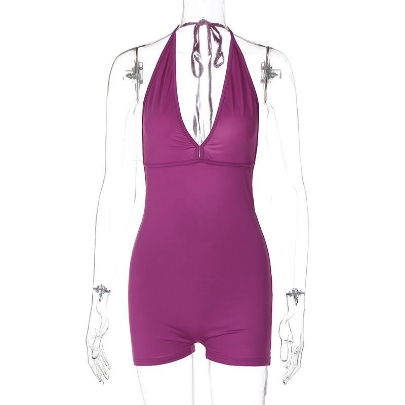 

GMXIA Женская Мода Повседневный Однотонный Принт Летний Весенний Без рукавов Брюки на подтяжках Комбинезоны и Ромперы L фиолетовый