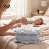 Portable Baby Wipe Dispenser Quilted Diaper Wipes Bag with Hanging Strap, Dual Compartment Zipper Plaid Ruffle Storage Pouch Bag, Large Capacity