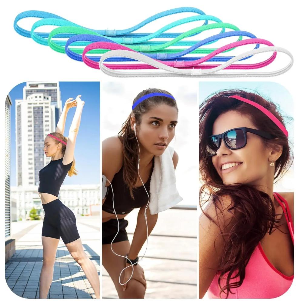1/12pc Thin Elastic Non-Slip Headbands for Multi-Sport: Running Cycling Basketball Soccer Gym Tennis Hiking Volleyball Sweatband
