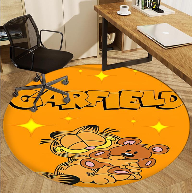 Garfield Pattern Round Rug, Indoor/Outdoor Mat, for Picnic, Gameroom, Bedroom, Office, Living Room, Home Decor Carpet, Birthday Gift