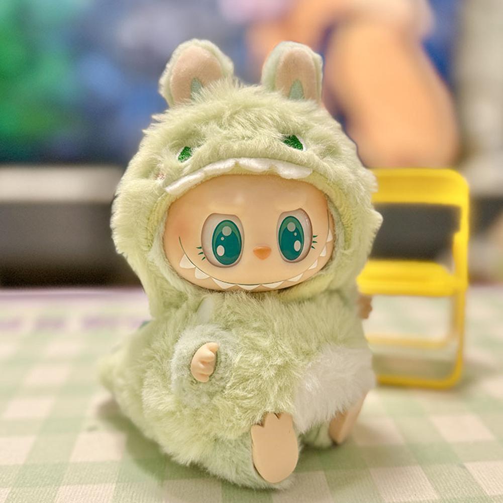 Mini Plush Doll'S Clothes For Labubu 17cm Doll Sitting Party Clothing Overall Set Outfit Accessories Kawaii Sweater Jk Skirt Set