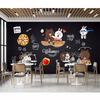 Pizza Wallpaper European And Brick Wall Hand-Painted Pizza Wall Paper Home Decor