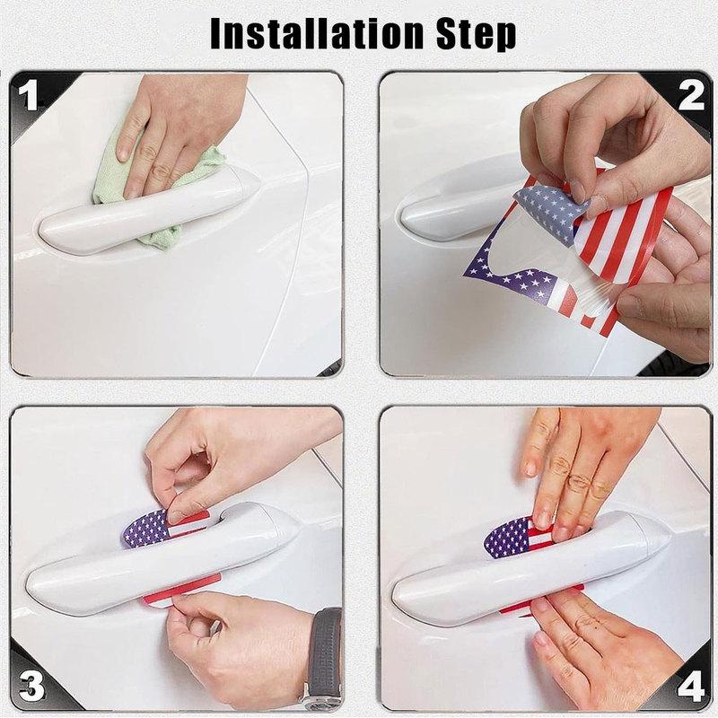 4pcs Auto Accessories Car Door Bowl Anti Scratch Sticker Car Door Flag Styling Decorative Sticker Car Handle Protection Film