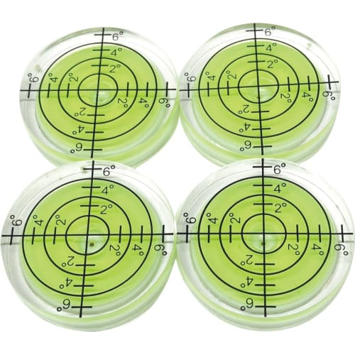 Set of 4 Yellow Levels, High-Precision, Round, Compact, Mini Levels with Graduations, Available in Yellow, Blue, and White, Detects Slight Tilt, Ideal