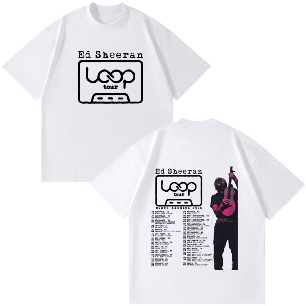 Ed Sheeran Loop Tour 2026 Merch T-shirts Fans Gifts Unisex Women Clothing Fashion Hip Hop Clothing Oversized Cotton Casual T-shirt
