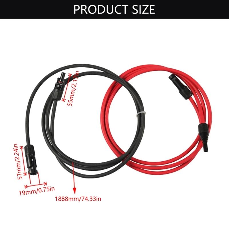 6.5Ft  10AWG Solar Extension Cable with Solar Panel Female and Male Connector Solar Panel Adapter