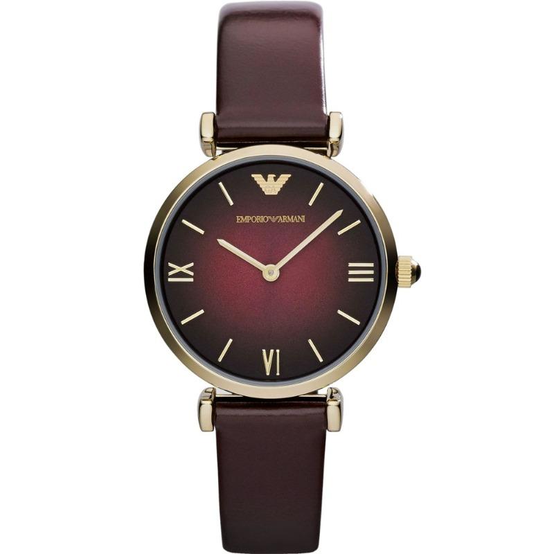 Женские кварцевые часы Emporio Armani Gianni с ремешком-T-образной планкой из коричневой кожи, 2 стрелки, AR1757 коричневый