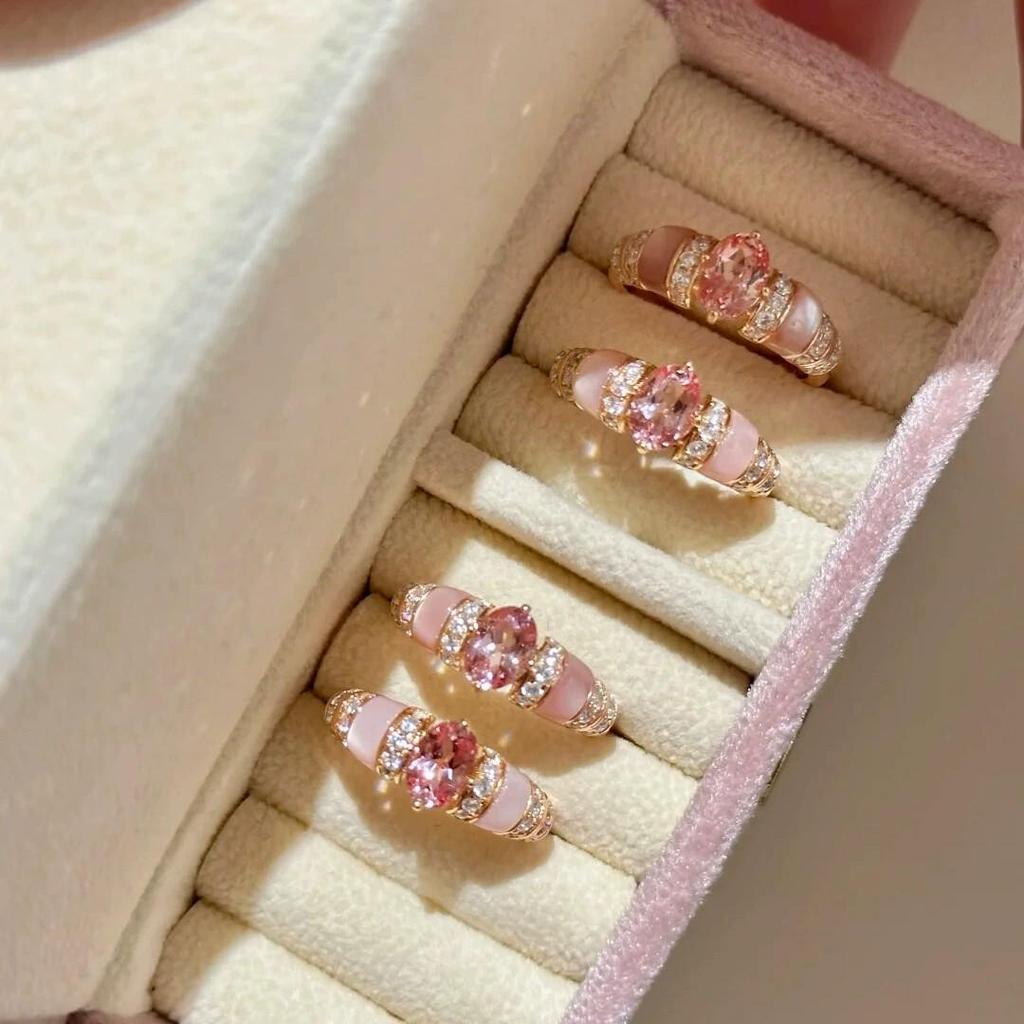 Oval Zircon Mother-of-Pearl Open Ring - Retro, Simple, Exquisite Fashion Jewelry for Women