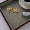 Yori Vintage Stainless Steel Leaf Flower Tassel Earrings Fashion Trendy Waterproof Daily Jewelry Gift 2025