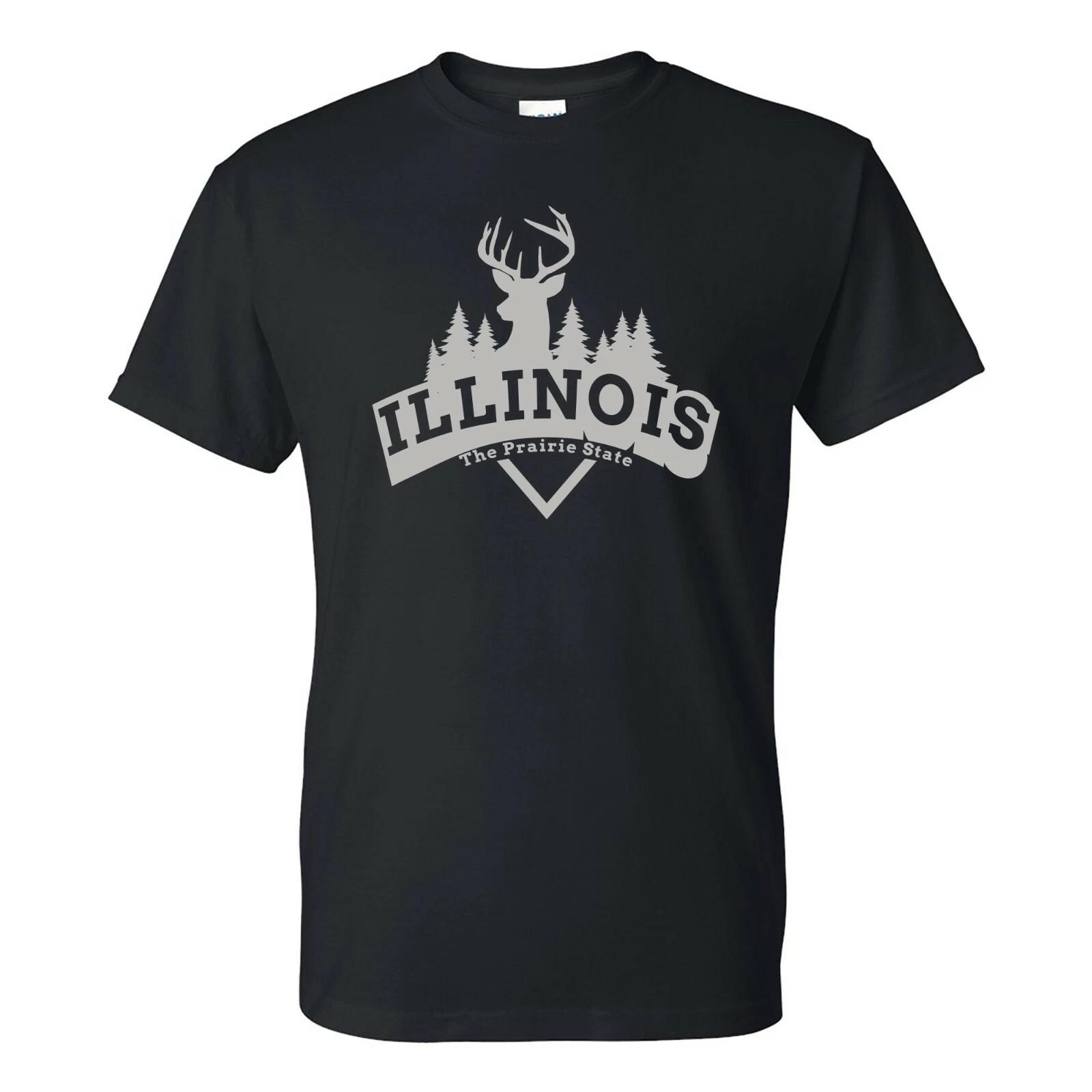 Illinois Deer Arch - Hometown State Pride T Shirt - Black L