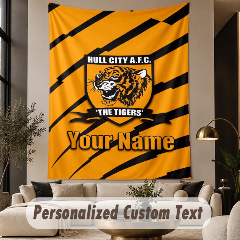 Custom Text Tapestry Hull FC Print Wall Tapestry Indoor Living Room Wall Decor