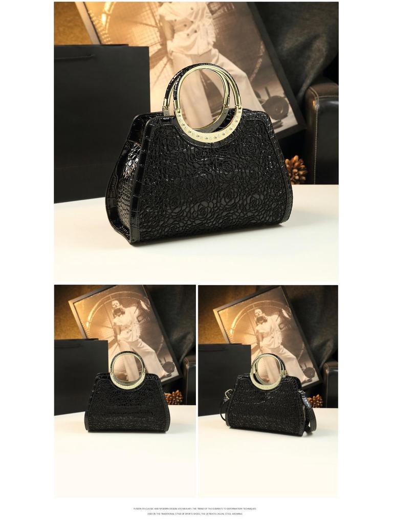 2025 New Fashion Women's Crocodile Pattern Handbag - Soft Leather, Large Capacity, Crossbody for Middle-Aged Women