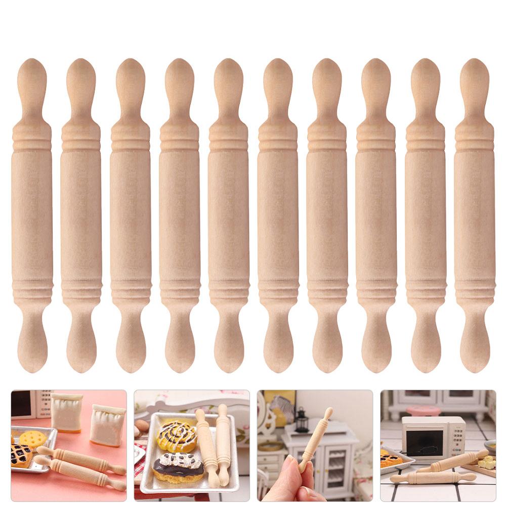 8 Pezzi Mini Mattarello di Legno Giocattolo Per Sviluppo Intelligenza Educativa Creatività Piccolo Bastone da Rotolamento Miniatura Accessorio da Cucina