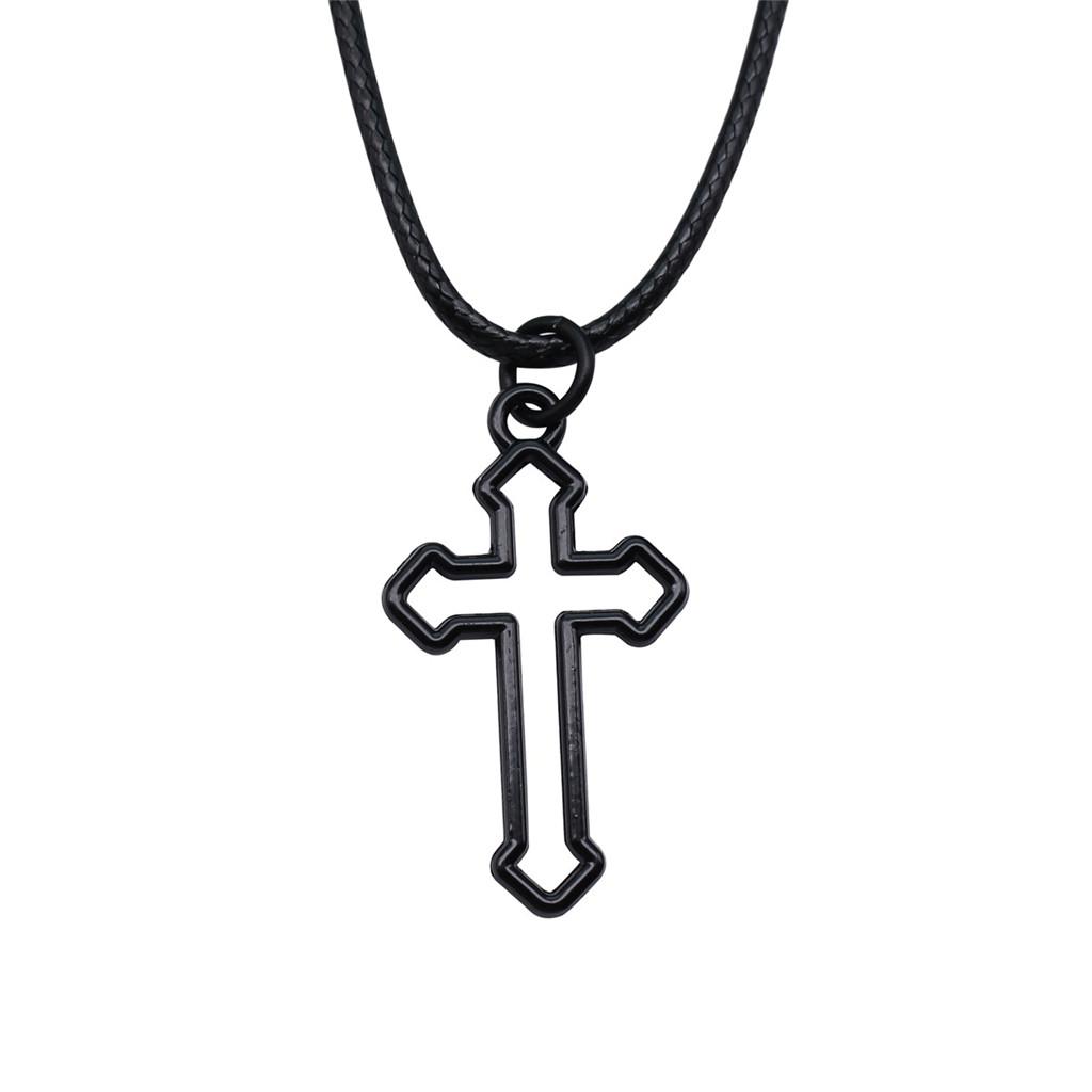 Ankh Cross Pendant Necklace Ancient Egyptian Symbol Gothic Jewelry With 45cm Leather Chain