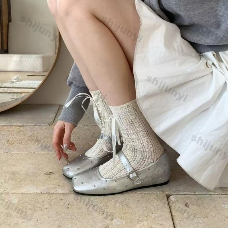 Women's Square Toe Shallow Ballet Single Shoes New Fashion Buckle Spring Autumn Mary Jane Ladies Round Toe Platform Casual Shoes