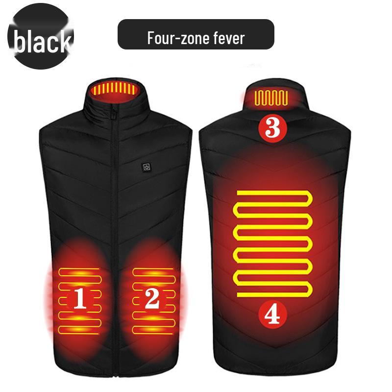 Unisex Smart Heated Vest with Temperature Control - Winter Warmth, Cotton, Plus Size