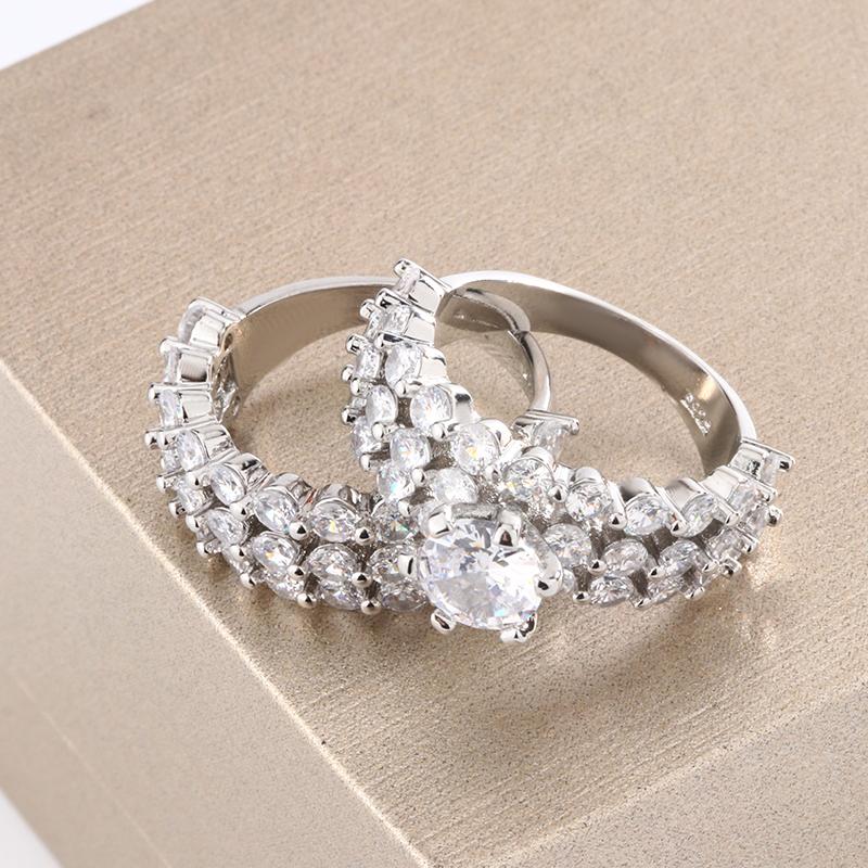 New Fashion Full Star Imitation Diamond Ring European and American Exaggerated Style Wedding Engagement Ring