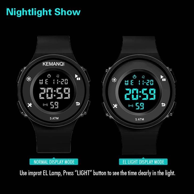 Men's Sport Watch Round Dial LED Digital Watches Luminous Waterproof Multifunction Clock Outdoor Military Wristwatch for men