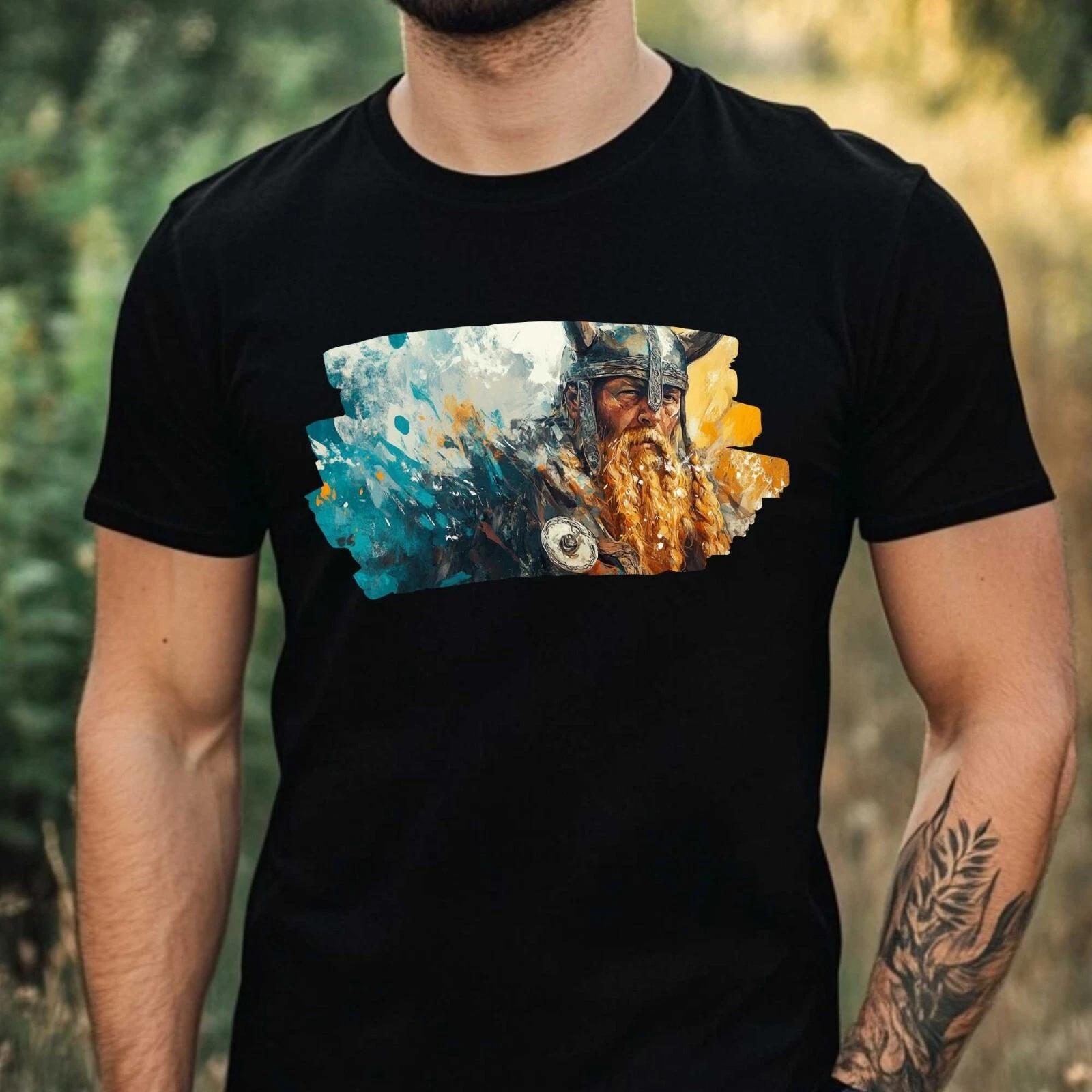 T-Shirt Herren Wikinger Krieger Motiv Baumwolle Größe XS bis 5XL M