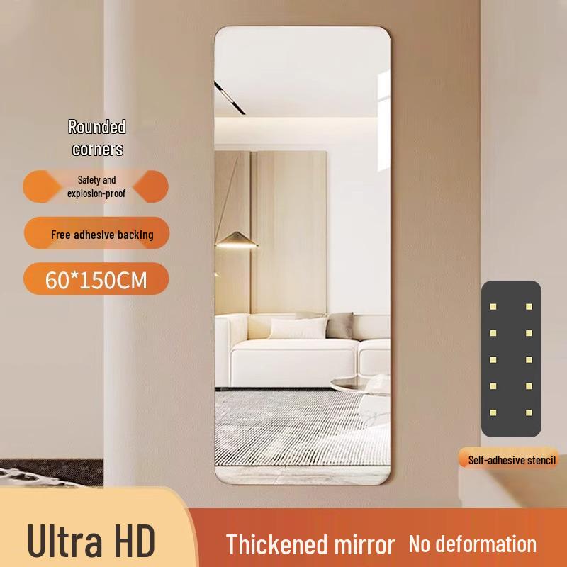 Self-Adhesive Acrylic Full-Body HD Mirror for Bathroom and Makeup