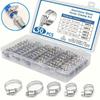 50pcs Stainless Steel Hose Clamp Kit, 1/4" To 1-1/8" T-Bolt, Worm Gear Design, Secure Clamp for Plumbing & Automotive, Metal, Ring Shaped