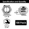 1/4"-20 Nylon Insert Lock Nuts (100 Pieces) Stainless Steel Finish Hex Lock Nuts, 304 (18-8) Stainless Steel Plain Finish, Corrosion-Resistant Commerc