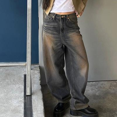 Vintage Loose Women Jeans Streetwear New Straight Leg Denim Pants Female Elegant Casual Baggy Pants Elegant Long Trousers 730