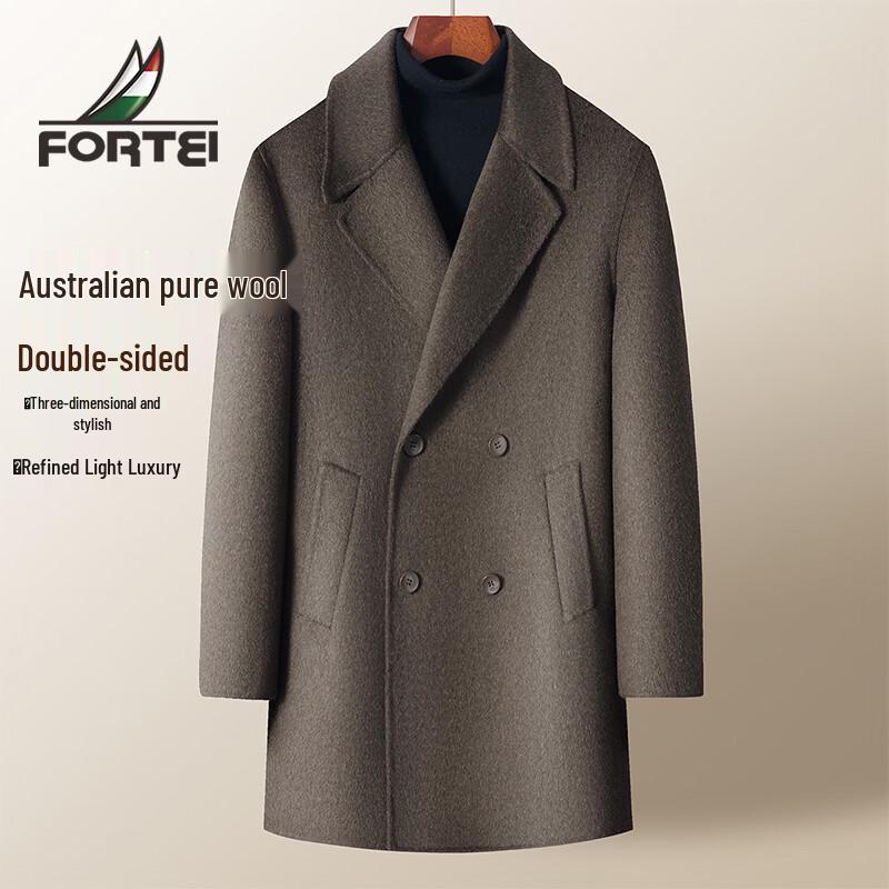 

Men s Australian 100% Wool Double-Breasted Mid-Length Coat 52