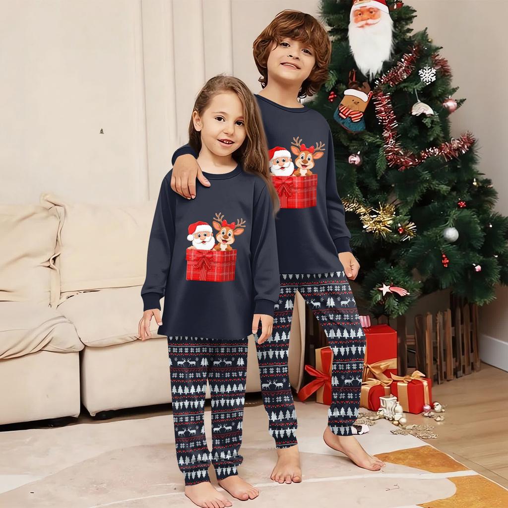Family Matching Print Sets Pajamas Loungewear Outfits Family Matching Long Sleeve Tops+Pants Set